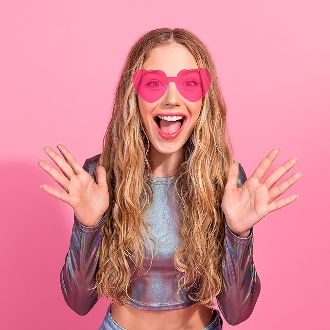 2/4/8/12/20 Pairs Heart Shaped Sunglasses Transparent Heart Glasses Rimless Trendy Eyewear for Valentines Party Favor