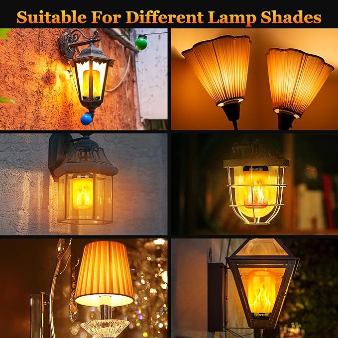 Y- STOP Upgraded LED Flame Light Bulbs, 4 Modes Flickering Light Bulb Outdoor with Upside Down Effect, E26 Base Flame Bulb for Christmas Decorations Outdoor, Halloween Lights, Party Decor (2 Pack)