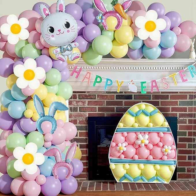 162 Pcs Easter Balloon Arch Garland Kit with Carrot Bunny Balloons for Spring Party Supplies Baby Shower Girls Birthday Egge Hunt Party Decorations
