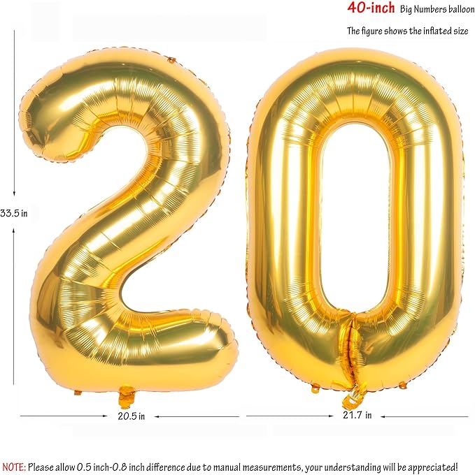 40 Inch gold Number Balloons Helium Foil Mylar Balloon Birthday Party banquet Decoration 20