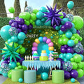 Green Purple Teal Balloon Arch Kit, Fruit Green Purple Teal Blue Confetti Birthday Balloons with Star Foil Balloons for Boy Girl Birthday Party Decorations Baby Shower Graduation Backdrop