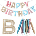 Tegeme Felt Happy Birthday Banner, Pre-strung Glitter Pastel Happy Birthday Garland Reusable Mini Colorful Rainbow Decoration for Woman, Man Party Photo Prop