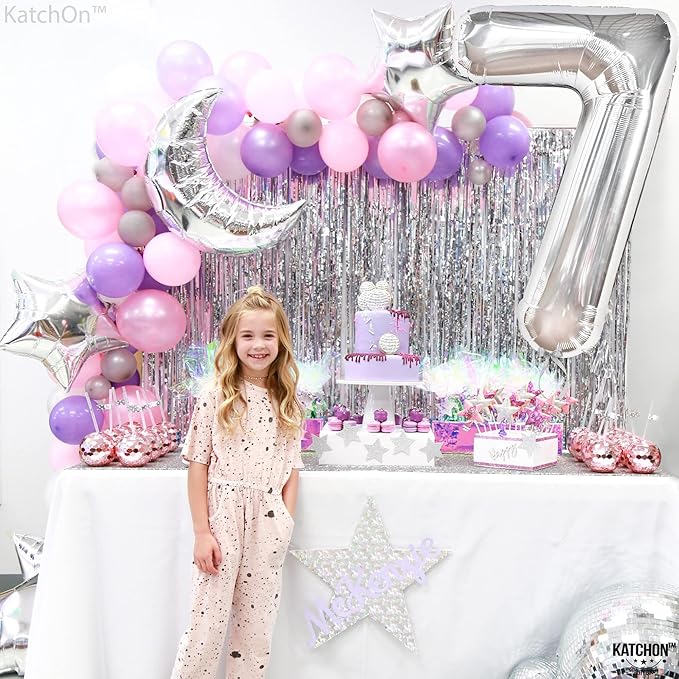 KatchOn, Giant Silver Number 7 Balloon - 40 Inch | 7th Birthday Balloon for 7th Birthday Decorations | 7 Balloons for Birthday | 7 Year Old Balloons for 7 Year Decorations