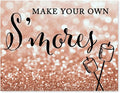 Andaz Press Wedding Party Signs, Glitzy Rose Gold Glitter, 8.5x11-inch, Make Your Own S'mores, 1-Pack, Bokeh Colored Party Supplies, Smore Bar Reception Dessert Table Sign
