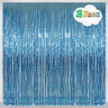 Light Blue Foil Fringe Curtains Party Decorations, Melsan 3.2 x 8 ft Foil Curtains Tinsel Backdrop for Ocean, Baby Shark Theme Birthday Decorations - Pack of 2