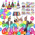 HOWAF 41pcs New Years Eve Party Supplies 2026 Colorful Happy New Year Hats News Years Eve Hats 2026 Glasses Party Blowouts Balloons NYE Party Favors Accessories Kit for Happy New Year Decorations