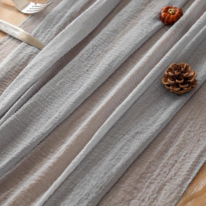 Keketoarrange Dusty Blue Easter Spring Cheesecloth Table Runner Gauze Rustic Cheese Cloth 120 Inch 10 FT for Wedding Baby Bridal Shower Birthday Engagement Party Sheer Boho Home Decorations