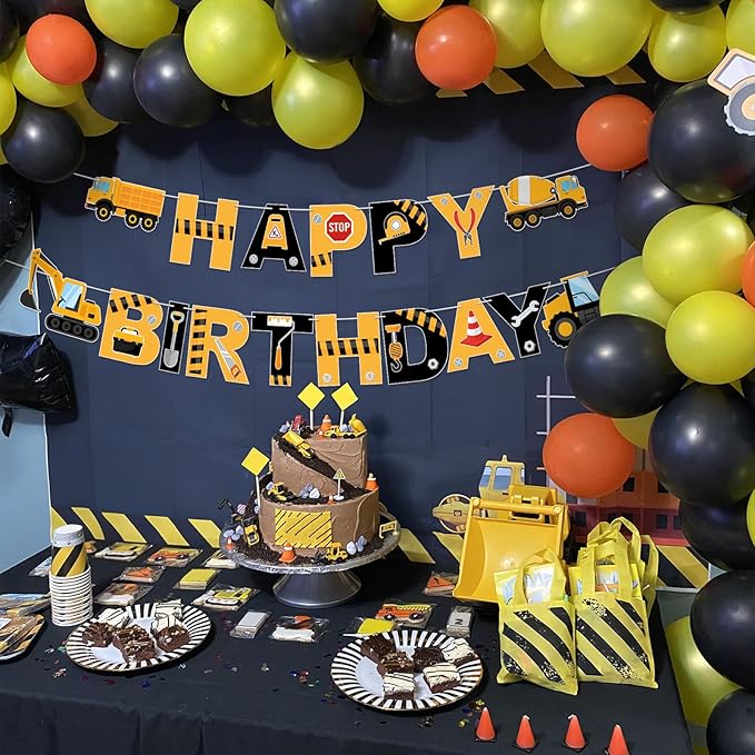 Construction Truck Party Decorations Happy Birthday Banner Construction Truck Party Banner Garland for Birthday Party Decorations Constructions Truck Party Supplies
