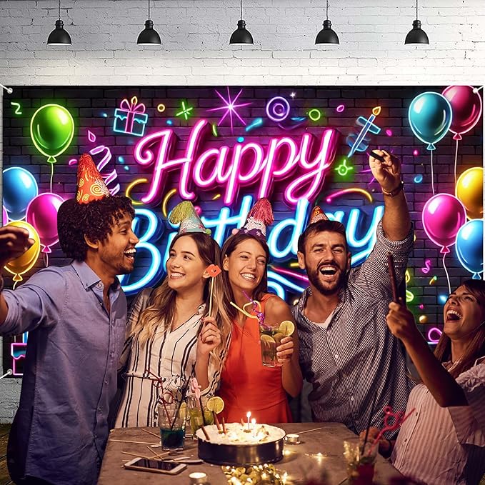 Nuxovilar Happy Birthday Banner Polyester 43x70.86 Inches Banner Happy Birthday for Childrens Party Indoor Event Home Gathering