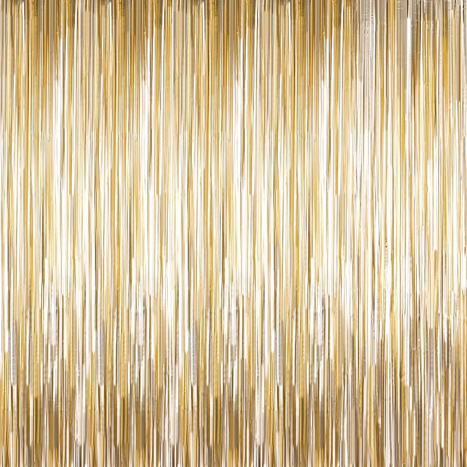 Sumind 4 Packs Metallic Tinsel Foil Curtains Backdrop Door Fringe Curtains Photo Booth Backdrops for Christmas New Year Wedding Graduation Birthday Disco Party Favor Decorations