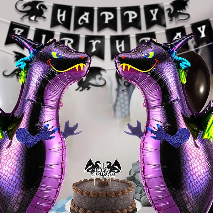 Sumind 6 Pieces Dragon Balloons Aluminum Foil Flying Magic Dragon Balloons for Medieval Theme Birthday Baby Shower Fantasy Party Supplies