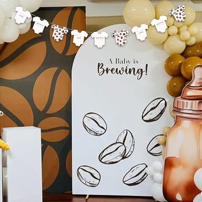 "A Baby is Brewing" Baby Shower Banner - Little Bean Coffee Themed Onesies Clothes for Gender Reveal & Baby Shower Party Decorations Supplies
