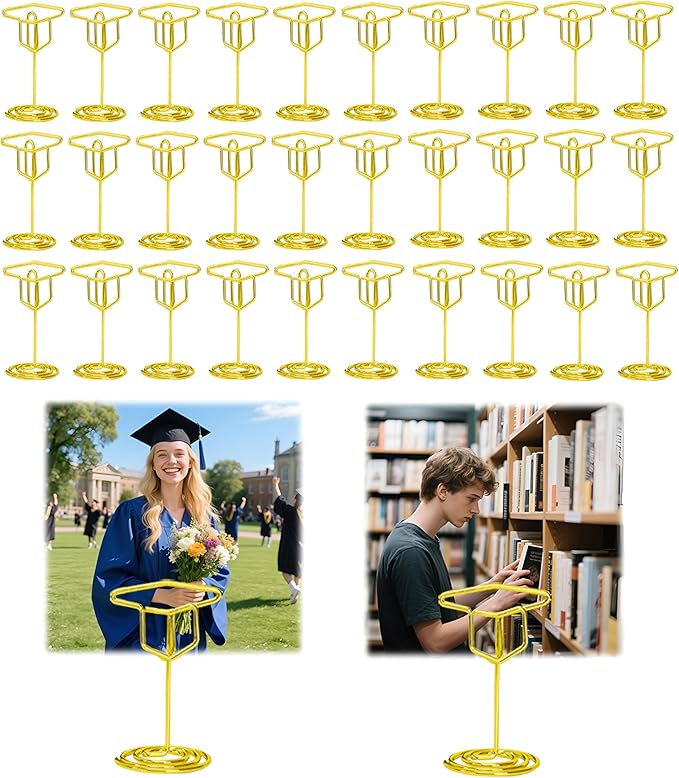 32PCS Table Number Holders,Grad Cap Graduation Picture Display,Picture Holders for Tables,Place Card Holders,Wire Picture Holders,Photo Holders for Centerpieces,Wedding Reception,Party,Birthday