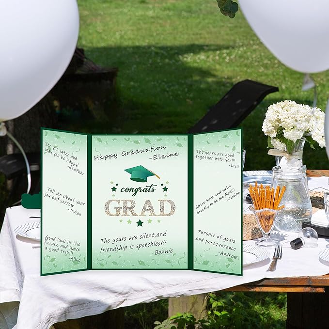 Vlipoeasn 2026 Graduation Guest Book Alternative, Green Gold Class of 2026 Graduation Party Decorations, Graduation Signature Book for 2026 College High School, Unique Graduation Gifts for Friends