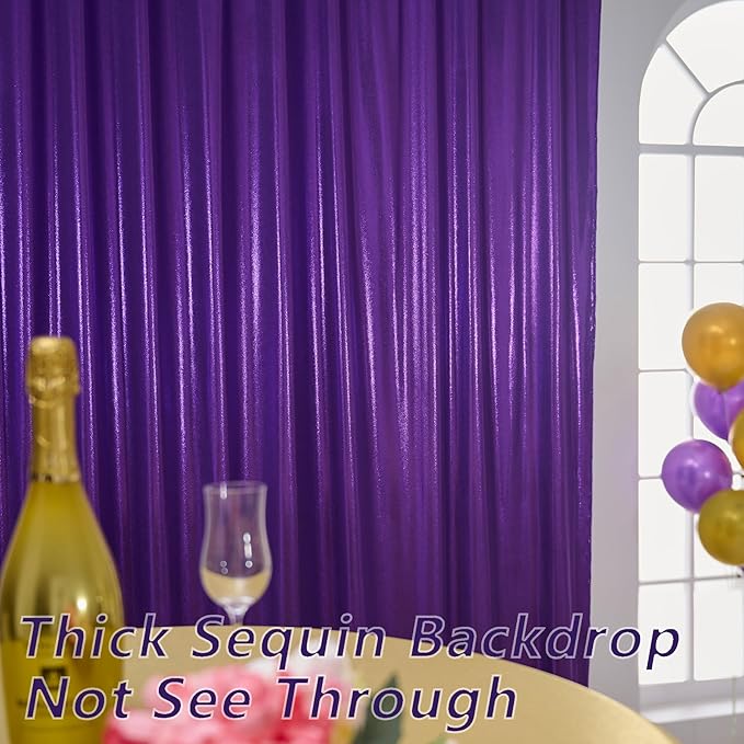 30x10 Wrinkle Free Purple Sequin Backdrop Curtain for Parties-Thick Not Fall-Off Glitter Backdrop Drapes-6 Panels 5x10ft Shimmer Photo Back Drop Cloth for Wedding Birthday Photography Background