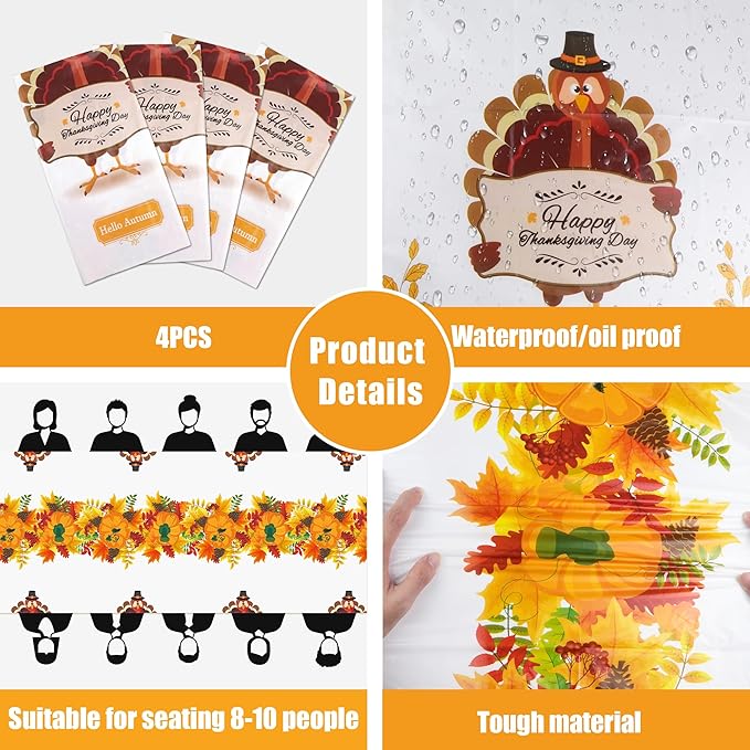 OHOME 3 Pack Thanksgiving Tablecloth Disposable - Fall Thanksgiving Party Supplies for Thanksgiving Table Decor | Friendsgiving Party Decorations | Thanksgiving Decorations 54" x 108"