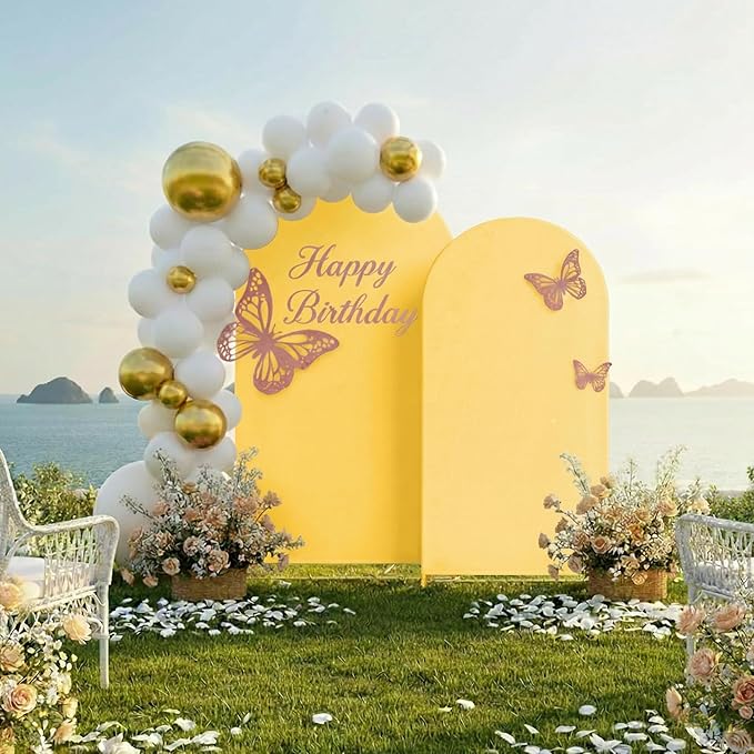 Metal Arch Backdrop Stand and Cover Set, 8FT, 7.2FT Party Backdrop, Easy to Assemble, Backdrop Stand for Parties, Birthday, Baby Shower