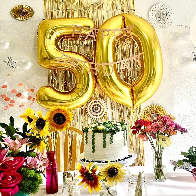 AIEX Gold Number Balloons 28 Inch, Inflatable Large Foil Balloon Number Balloons for Birthday Party Graduation Decorations (1)