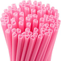 JOYIN 50 PCS Valentine Heart Shaped Pink Straws, Reusable Drinking Cute Straw for Valentine's day Cocktail, Birthday Party, Bridal Shower, Wedding Supplies, Valentine Party