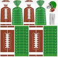 100 Pcs Football Goodie Bags - Brown Green Football Treat Bags, Plastic Rugby Sport Cellophane Snack Gift Candy Goody Bag with Silver Twist Ties for Sports Team Events Birthday Party Favors Supplies