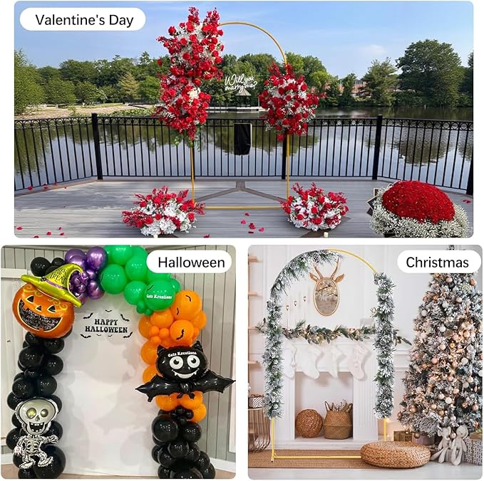 Vincidern 6.6 FT Wedding Arch Backdrop Stand for Parties, Balloon Arch Stand, Wedding Arches for Ceremony, Metal Arch Backdrop Stand for Bridal Baby Showers, Birthday Party Decoration Door Frame Gold