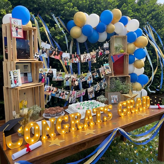 Honoson 14 Pcs 2026 Graduation Party Decorations Congrats Grad LED Lights up Sign with 2 Cap Lights, Graduation Decorations or Kindergarten High School College Grad Celebrations