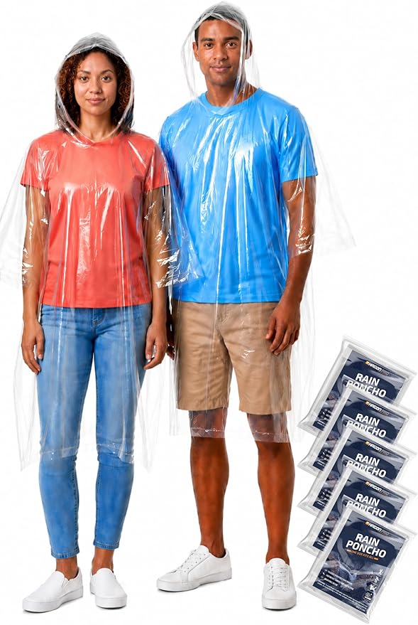 Hagon PRO Disposable Rain Ponchos for Adults (5 Pack)
