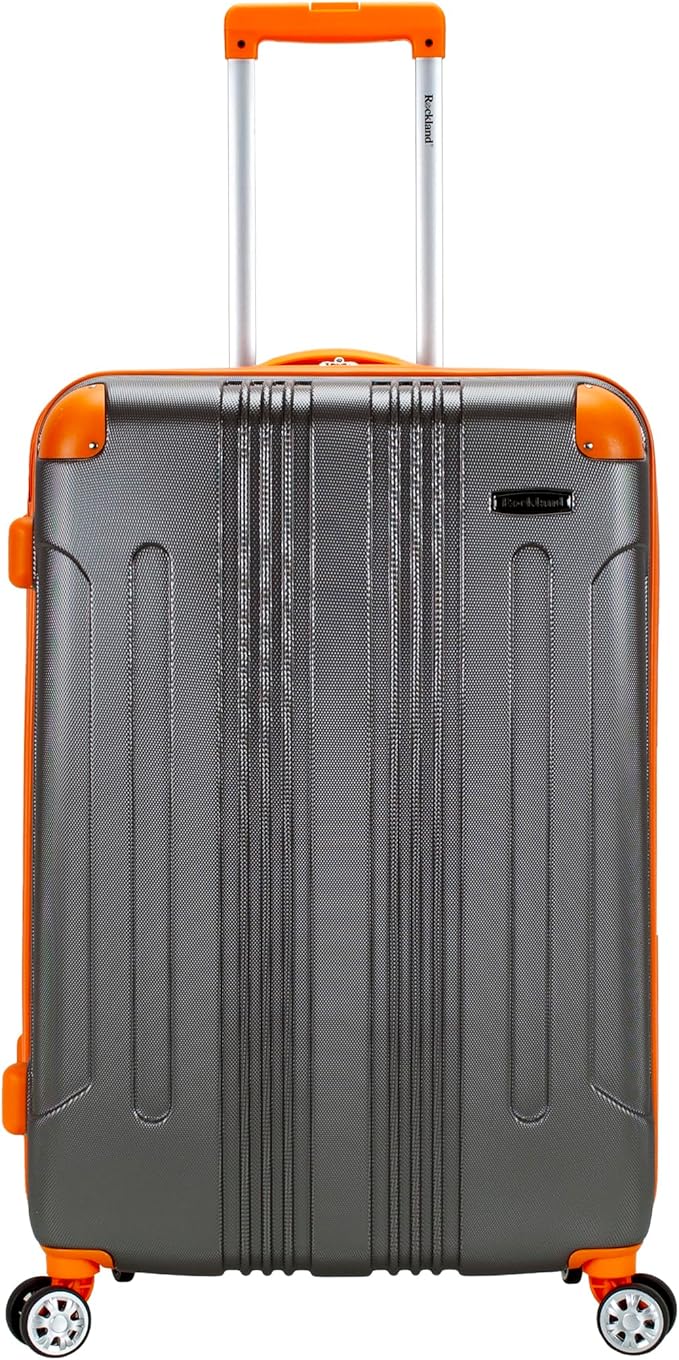 Rockland London Hardside Expandable Spinner Wheel Luggage, Checked Large 28", Charcoal