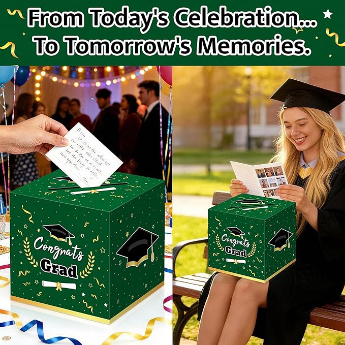 Graduation Decorations 2026 Green Graduation Card Box Graduation Party Decorations,Graduation Box,Congrats Grad Gifts Box for 2026 Graduation Party Supplies Favors