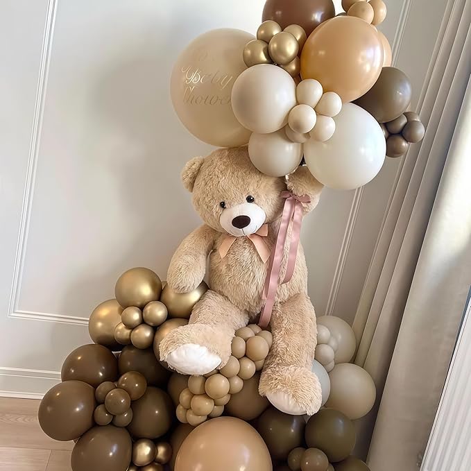 Brown Cream Neutral Balloons, 12 Inch 60PCS Retro Brown Khaki Beige Sand White Balloon, Beige Nude Apricot Balloon for Neutral Bear Bridal Baby Shower Wedding Birthday Party Decorations Supplies