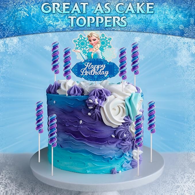 Frozen Lollipops Swirl 20pk- FrozenCandy For Frozen Party Favors & Elsa Birthday Party Decorations - Elsa And Anna Themed Princess Birthday Decorations - Disney Princess PartyFavors