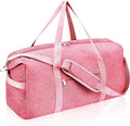 Carry on luaggage 22x14x9 Airlines Approved, Foldable Travel Duffel Bags Weekender Overnight Carry on Duffel Luggage Gym Duffle Bag with Wet Pocket & Shoe Compartment for Women Men(Pink, 40L)