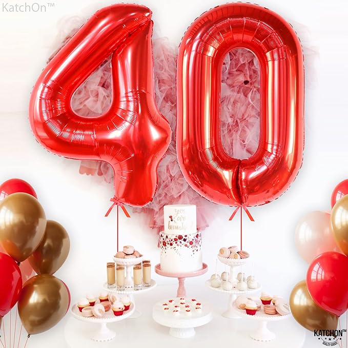 Giant, Red 0 Balloon Number - 40 Inch | 0 Digit balloon, Red Party Decorations | Red Zero Balloon, Number 0 balloons For Turning red Happy Birthday Decorations