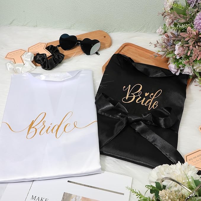 Panitay 42 Pcs Bridal Robes Sets Bride Robes Bridesmaids Proposal Gift Heart Sunglasses Champagne Flutes for Wedding Party