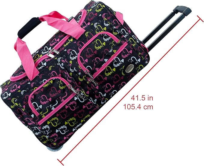Rockland Rolling Duffel Bag, Black, 22"