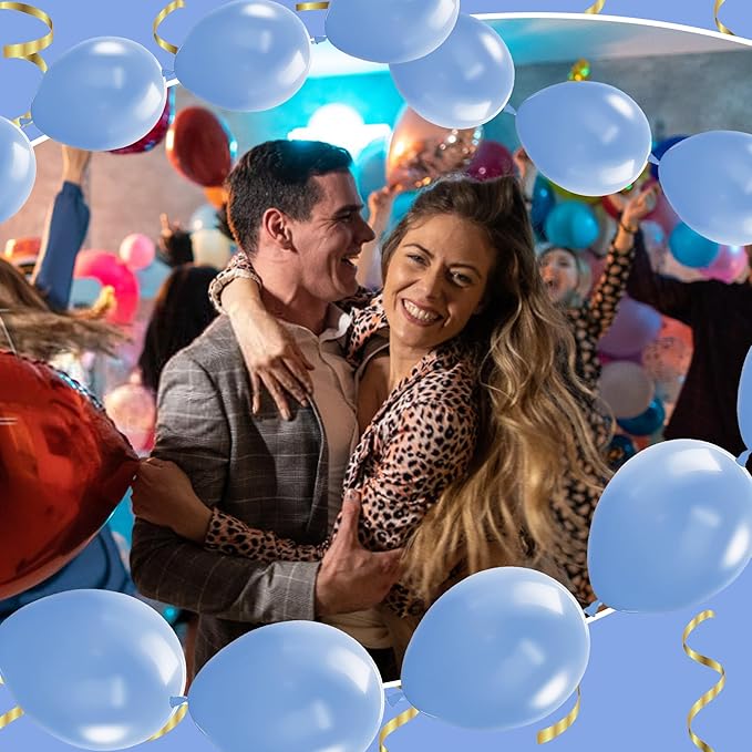Link Balloons 12 Inch - 100 Pcs Quick Link Balloon Latex Linking Balloons Connected Linkable Balloon Birthday Wedding Party Decorations(Macaron Blue)