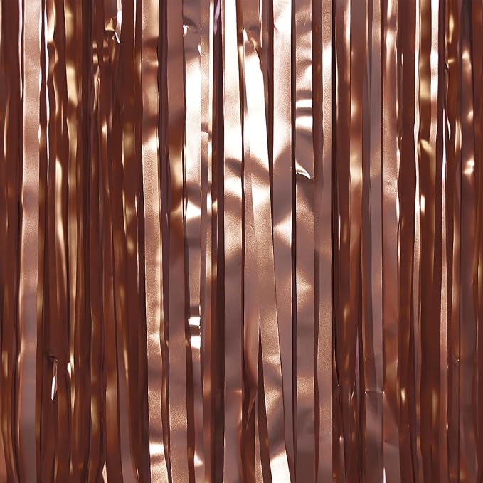 PartyWoo Foil Curtain 2 pcs, 3.3x6.6 ft Metallic Brown Tinsel, Foil Fringe Curtains, Birthday Decorations, Party, Wedding Backdrop