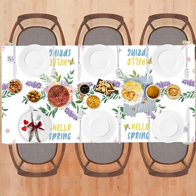 OHOME 2 Pack Spring Decorations - Spring Decorations for Home Indoor Outdoor - Disposable Plastic Spring Tablecloth | Spring Party Decorations Favors Supplies for Table Decor Backdrop Banner