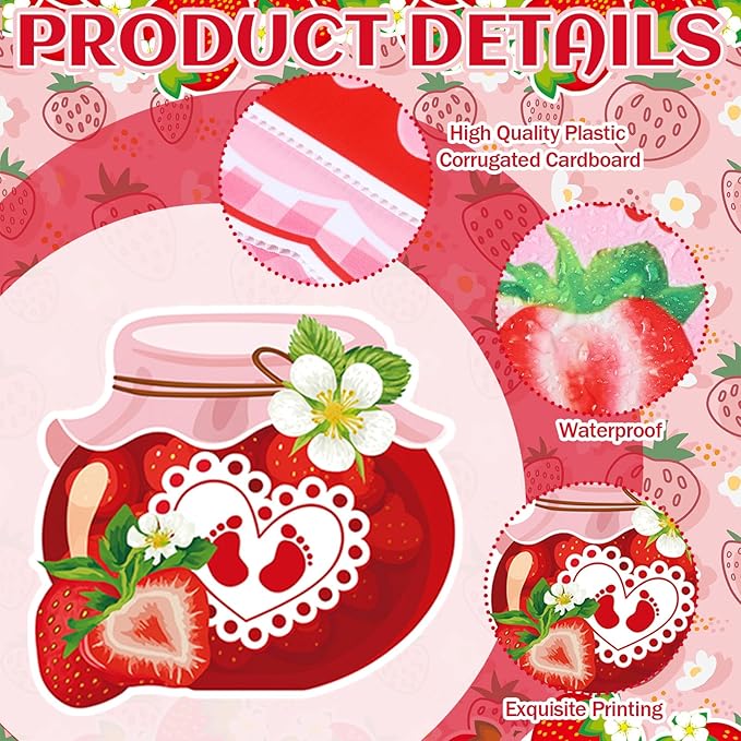 Amyhill 12 Pcs Strawberry First Birthday Yard Signs with Stakes Outdoor Strawberry Garden Decorations Waterproof Outdoor Decoration for Baby Shower Patio Lawn Walkway Birthday Party Decorations