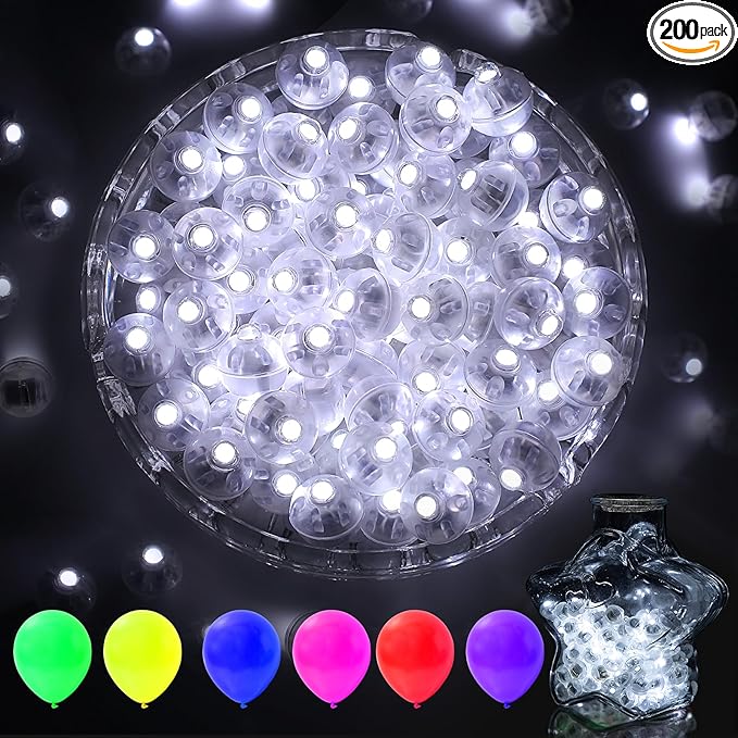 AIKEI 200pcs LED Balloon Lights,White Mini Balls Lights,Long Standby Time Easter Decor,Waterproof for Paper Lantern Easter Eggs Halloween Christmas Wedding Birthday Party Decoration