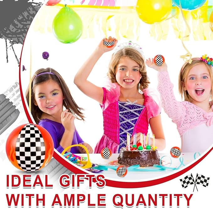 12 PCS Racing Car Stress Balls for Kids Party Favors, 1.97 Inch Anxiety Relief Fidget Sensory Toys, Racing Car Theme Squeeze Balls Bulk for Birthday Goodie Bags, Carnival Gifts & Classroom Prizes