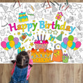 ZOIIWA Happy Birthday Coloring Poster for Kids Giant Coloring Sheet Classroom Large Big Birthday Tablecloth for Wall Jumbo Page Books Party Game Crafts Activity Supplies Decoration Favor