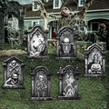 Spooky Halloween Tombstones Yard Signs Decoration, Graveyard Skeletons, 6pcs 11.5“x16.53 Scary Party Decor, Halloween Lawn Stakes Outdoor or Indoor, Waterproof Material
