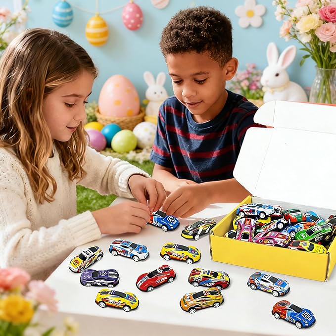 Vileafy 30 Mini Race Cars for Classroom Prizes, Party Favors for Kids 4-8 Years Old, Bulk Small Pull Back Car Toys for Treasure Box, Mini Toys Cars for Boys and Girls Easter Egg Stuffers for Kids