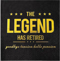 The Legend Has Retired Cocktail Napkins, 50 Pack 3-Ply Retirement Party Decorations Supplies, Black & Gold Disposable Napkins for Farewell,Coworker Goodbye & Going Away Celebration (5"x5")