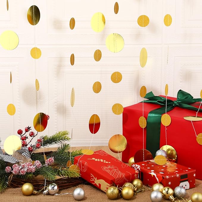 Syhood Party Decorations Paper Dot Circle Garlands Glitter Streamers Hanging Banner Decor for New Year Baby Shower Wedding Birthday Backdrop Supplies