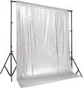 PartyDelight Silver Sequin Backdrop 10x10ft - High Density 3mm Shimmer Sequin Background with 4-Inch Rod Pocket, Sparkly Photography Curtain for Stage, Gala & Large Event Decor