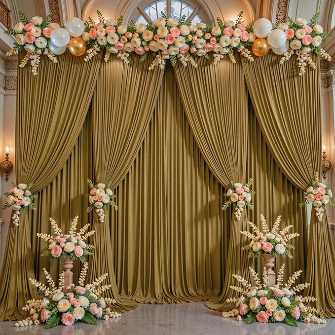 Brown Backdrop Curtains-Wrinkle-Free Polyester Photography Drapes Party Curtain Background for Baby Shower Wedding Decorations- 40 X10FT (Brown)