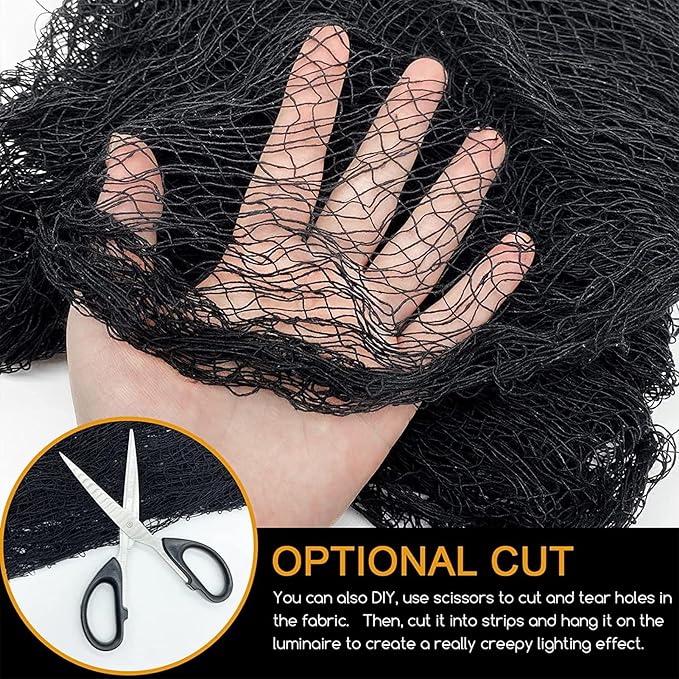 4 Pack Halloween Creepy Cloths, Scary Spooky Cloth Creepy Gauze, 30 x 72inch Freaky Loose Weave Creepy Cloth, Decorations for Haunted Houses Props Halloween Wall Outdoor Indoor Decor (Black)