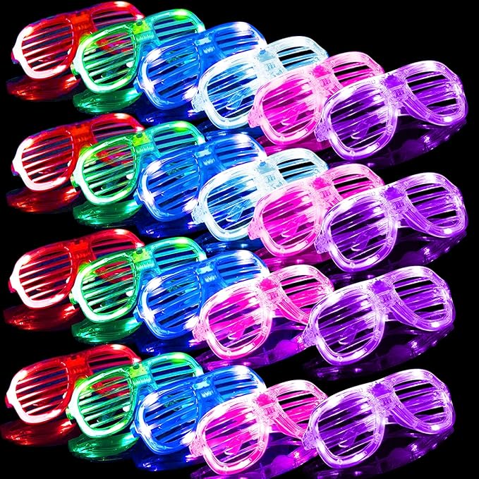 178 Pcs Glow In The Dark New Years Eve Party Supplies 2026 Decorations with 6 Led Glasses 6 Light Up Headbands 12 Flashing Bracelets 6 Noise Makers Necklaces 100 Glow Sticks Party Favors for New Years